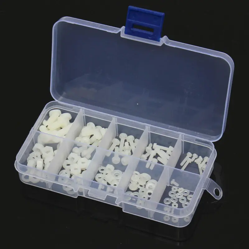 Screw Bolt Nut Set 150pcs Nylon Hex M2-M5 With Plastic Box