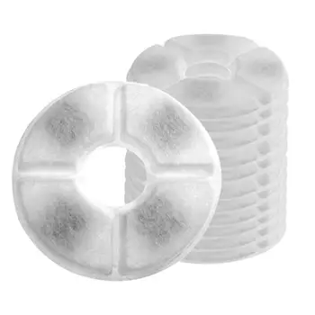 

12pcs Pet Fountain Replacement Filters Activated Carbon Arbonized Cotton Filters for Pet Automatic Fountain 14x0.5cm