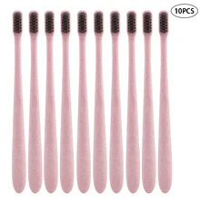 10pcs Wheat Straw Toothbrushes Eco Friendly Soft Bristle Oral Care Antibacterial Tooth Brush;10pcs Wheat Straw Toothbrush