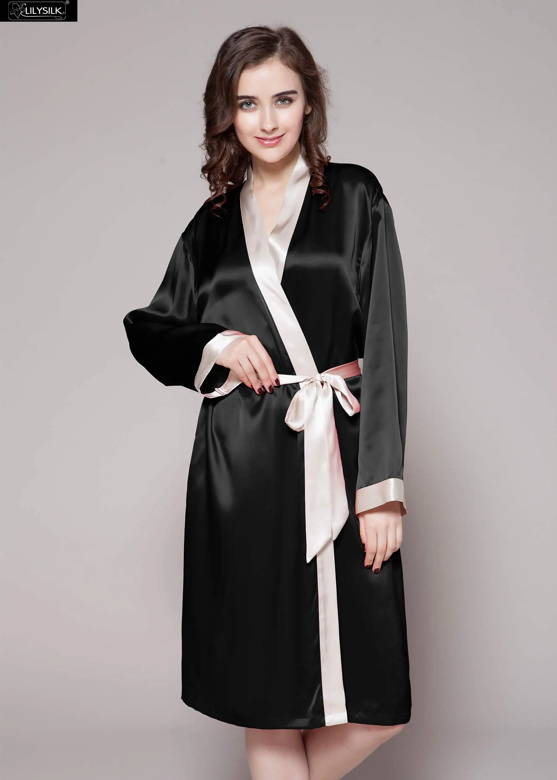 LilySilk халат пижама кимоно женские халаты из чистого шелка 100 женский 22 momme