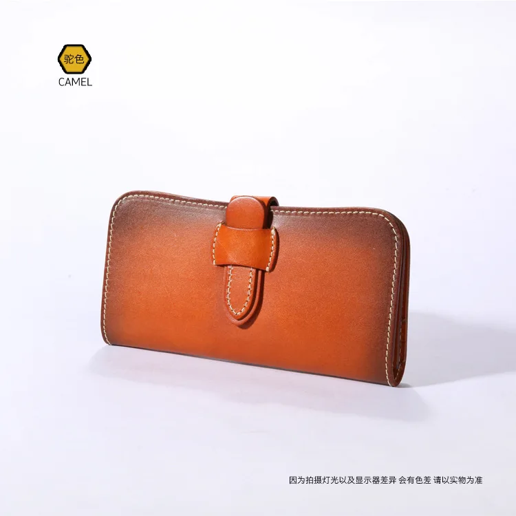 New Long Wallet Original Handmade Wallet Retro Clutch Bag - Color: Khaki
