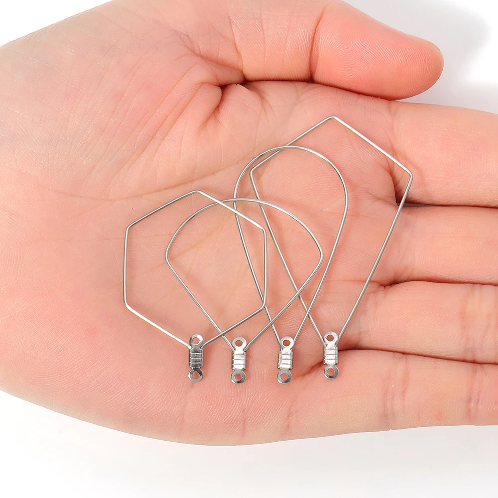 

20pcs Stainless Steel Ear Wire Pendant Charms Big Frame Geometric Waterdrop Earring Loop Hooks for Jewelry Making Components DIY