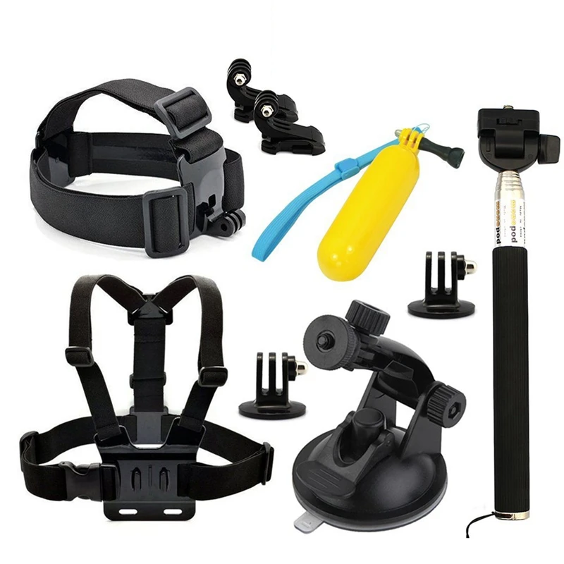 9 в 1 комплект аксессуаров, Телескопический монопод+ нагрудный ремень для GoPro HD Hero 3 3+ 4 и ANART SPC-01(W8), SPC-04(A8), SPC-09(W9) S