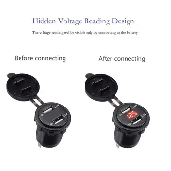 

5V/2.1A Socket Kit Red Car Motorcycle Dual USB Charger 4.2A Volt Voltage
