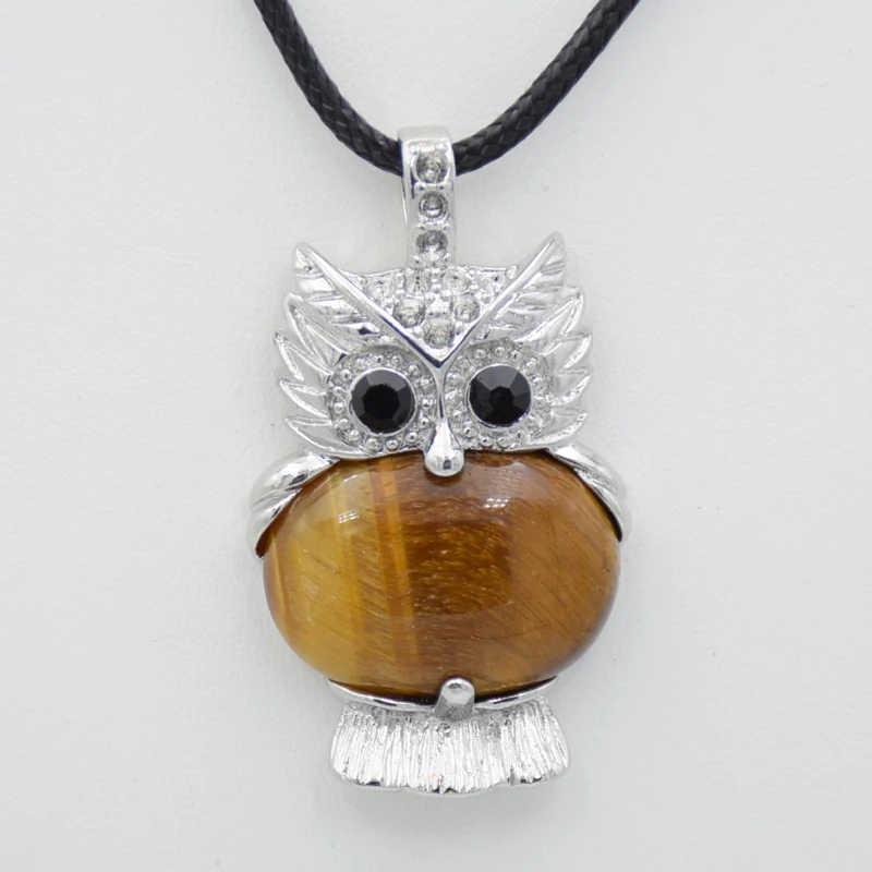 Натуральный камень милая сова животные подвески для ожерелий овальной формы