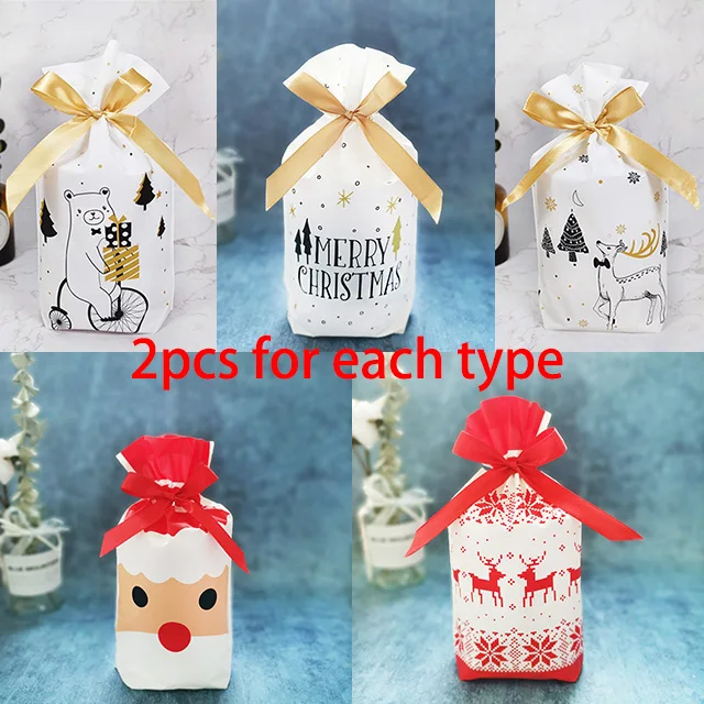 Mixed 10PCS Рождественские Сумки рождественские подарки рождественские подарочные сумки мешок Санта-Клауса мешок для конфет Рождество украшения новогодние подарки - Цвет: Mixed 10PCS