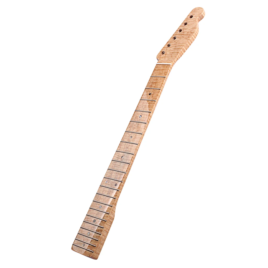 21 лад Тигр Пламя клен гитары шеи Замена клен для Telecaster электрогитары с точками натуральный глянцевый, 26x2,2 дюймов