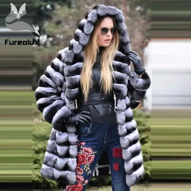 chinchilla hooded coat