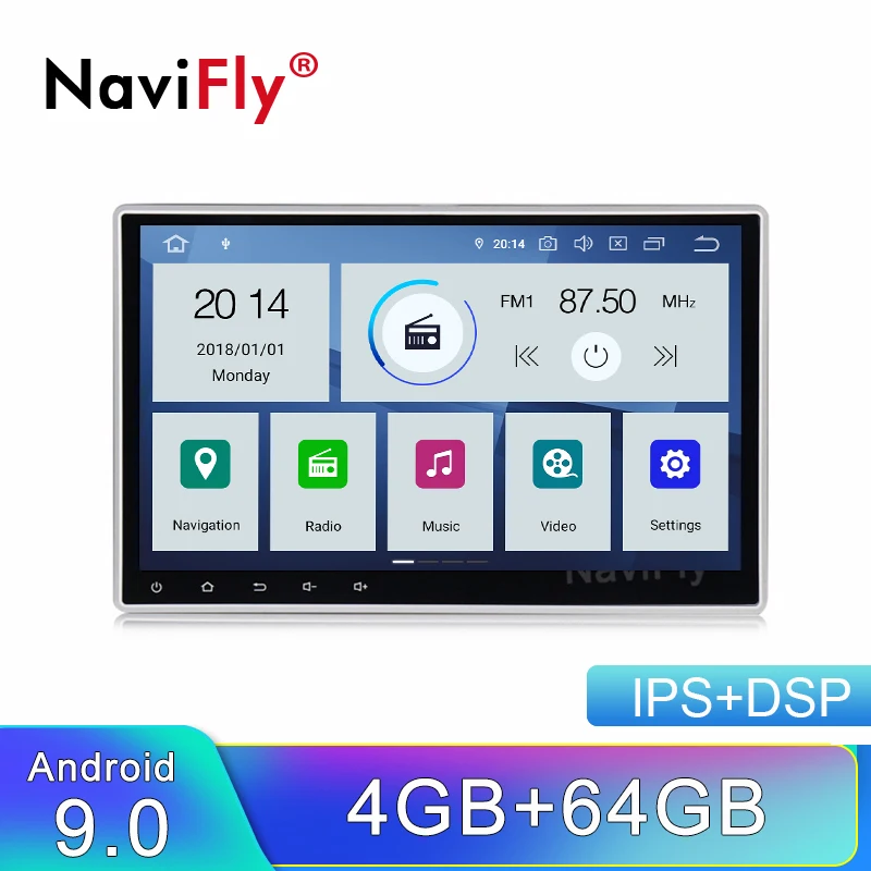 NaviFly Универсальный 2 din dvd радио плеер Android 9 универсальный автомобильный gps навигация стерео плеер ips экран Встроенный DSP wifi RDS