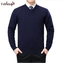 Fdfklak, зимний мужской деловой Повседневный свитер, Одноцветный мужской свитер с v-образным вырезом, толстый джемпер, Модный пуловер