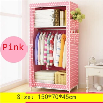 

Multi-functional Clothes Rack with Dust Cover Metal Iron Coat Rack Floor Standing Clothes Hanging Storage Shelf Bedroom Hanger