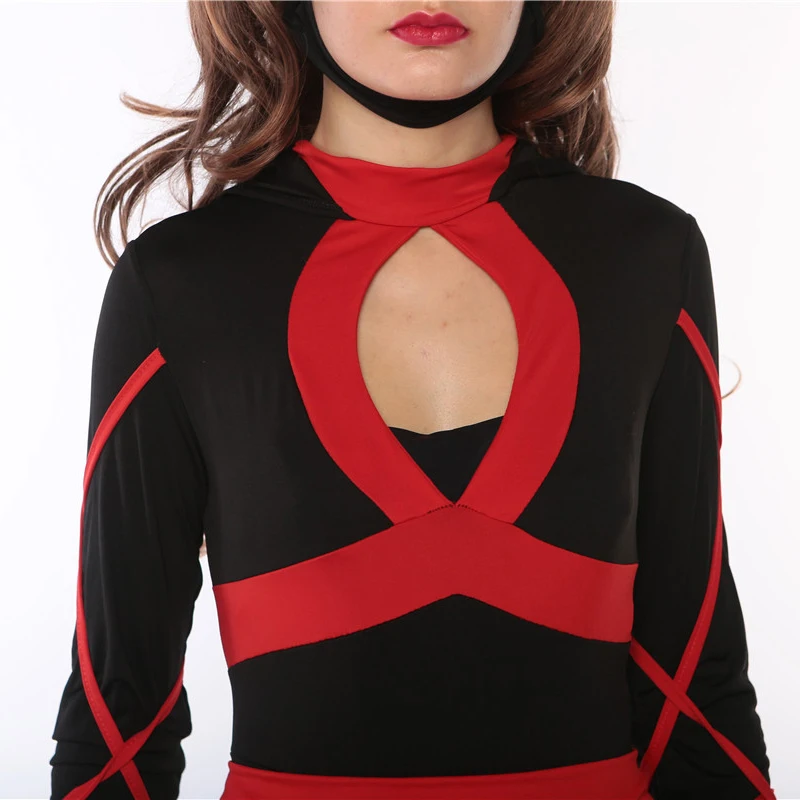 Женский сексуальный японский ниндзя, красный чёрный костюм для косплея, костюмы на Хэллоуин для взрослых, костюмы ниндзя для девочек, японское мультяшное нарядное платье
