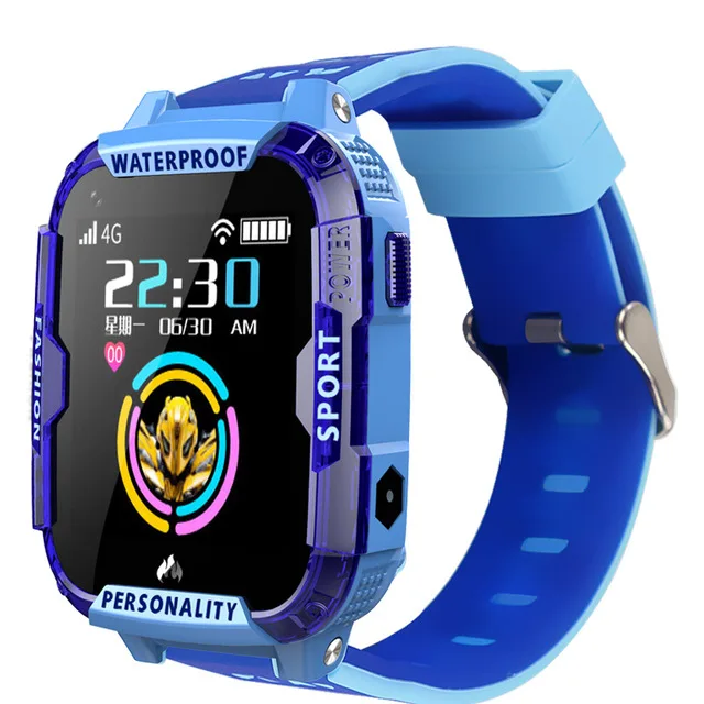 New Stylish blue smart watch for children kids Support 4Gsim card Link WIFI to make a video call GPS Tracker SOS Kid watch - Цвет: Blue