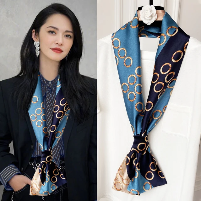 HOT Spring Autumn Small Decoration Women Silk Neck Scarves Thin Fashion  Printing CHIC Korean Versatile Satin Long Scarf Party - AliExpress