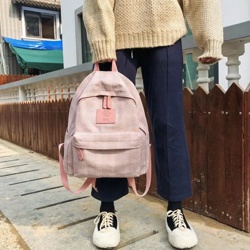 

Knapsack Student for Women Plaid Style Rucksack School Bag Shoulder Bag Travel Backpacks Travel Bag