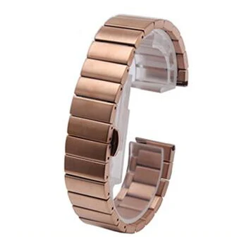 rose gold Ремешок для часов из нержавеющей стали, ремешок 16 мм, 18 мм, 20 мм, 22 мм, браслет для часов, браслет с бабочкой, черный, серебристый, розовое золото - Цвет ремешка: rose gold