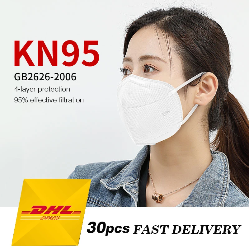 

DHL Ship 30PCS KN95 Reusable Mouth Mask Dustproof 95% Filtration Face Masks CE Certified Anti Smog Protective Breathing Masks