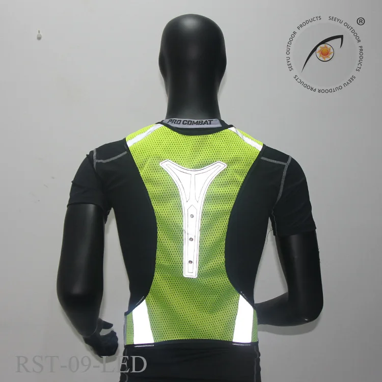 Vertvie Cycling Reflective Vest LED Outdoor Safety Jogging Sportswear Night Mesh Breathable Visibility Running Tops with Lights