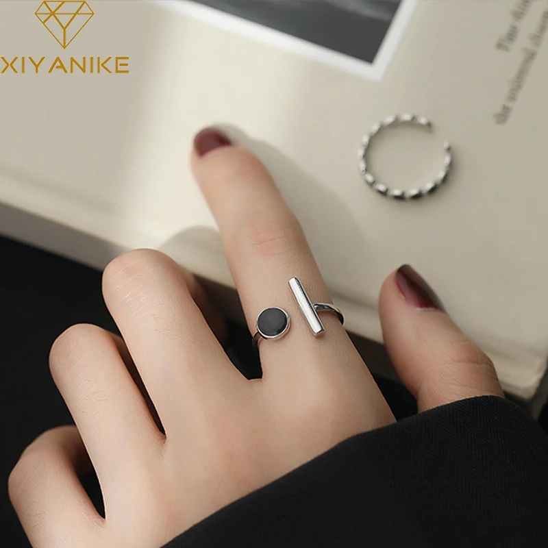 Korean Ring Adjustable Silver | Black Silver Rings