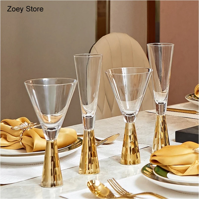 Highend Glass Wine Glasses Golden Wine Glasses Family Party Champagne
