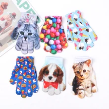 1 пара милых перчаток с 3D-принтом животных для детей, вязаные детские милые варежки с изображением котенка, модные зимние теплые перчатки, варежки для мальчиков и девочек