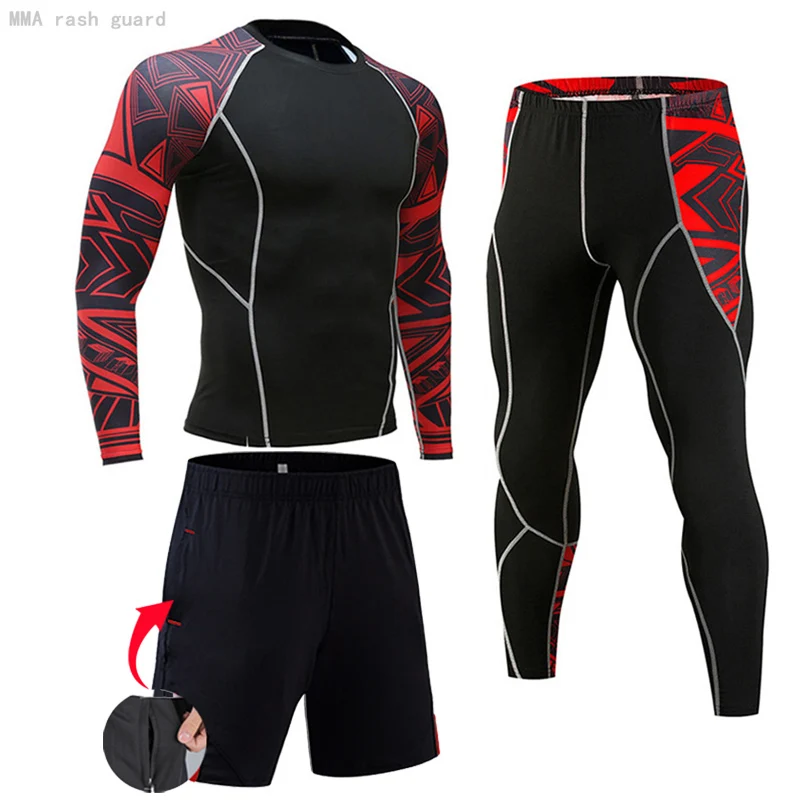 Men's Compression Sportswear Suits Gym Tights Training Clothes Workout Jogging Sports Set Running Rashguard Tracksuit For Men