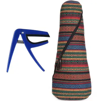 

1Pcs Trigger Capo Key Clamp Fr Acoustic Ukulele, Blue & 1Pcs Bohemian Ukulele Case Bag for Both Soprano Concert Ukulele