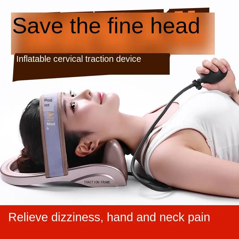 

Neck massager Cervical vertebra correction home Neck Traction Cervical massage pillow Pump inflation Relief Pain Device