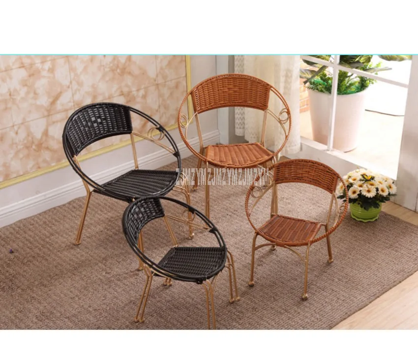 1 Set of 2pcs Rattan Chair Simple Home Balcony PE Rattan Weave Metal Frame Leisure Chair With Backrest For Adult XL/XL upgraded