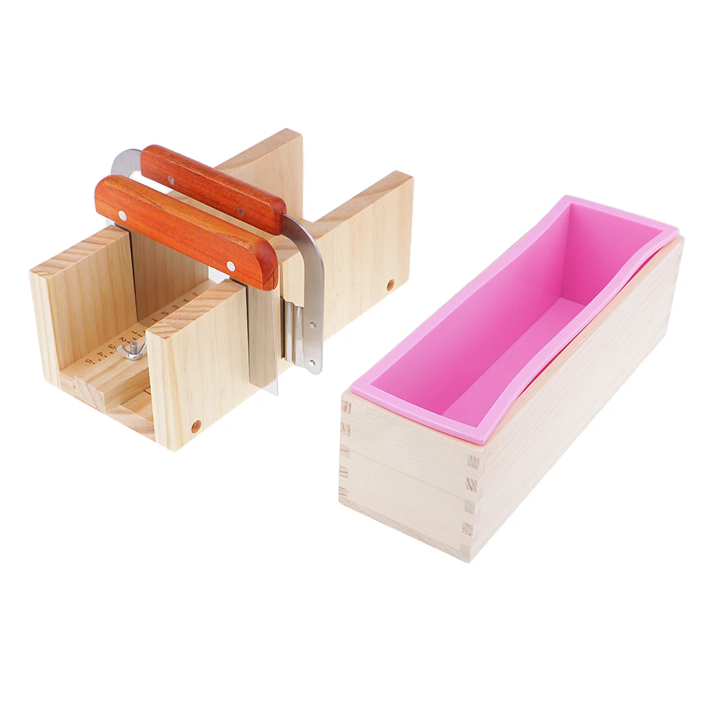 4pcs/set Wooden Soap Loaf Cutter Mold and Soap Cutter Set for for Making and Cutting Soap Loaf Dessert Ice Chocolate