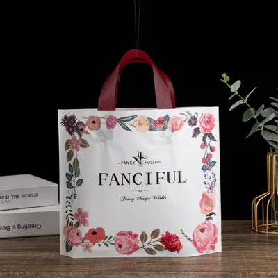 

50 шт./лот, пластиковые сумки для покупок в супермаркете с принтом вишни, новые материалы, сумки для жилета, Подарочные косметички