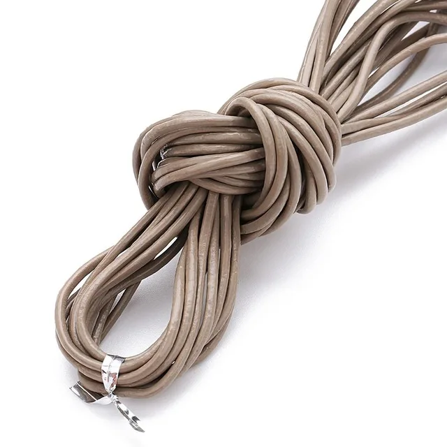 beige 10 м диаметр 1/1. 5/2/3 мм круглый шнур из натуральной кожи для Цепочки и ожерелья DIY браслет ювелирные изделия, ювелирные изделия, украшения своими руками, поставки поводок - Цвет: beige