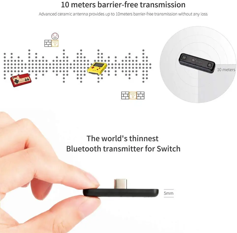 Беспроводной Bluetooth адаптер аудио передатчик для kingd Switch& Switch Lite, PS4, ПК Ноутбуки и Airpods Bluetooth наушники