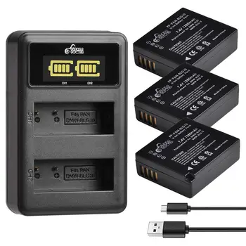 

DMW-BLG10 BLG10 BLG10E DMW-BLE9 Battery + LED Dual USB Charger for Panasonic Lumix DMC GF6 GX7 GF5 ZS100 ZS60 LX100 GX85 GX80