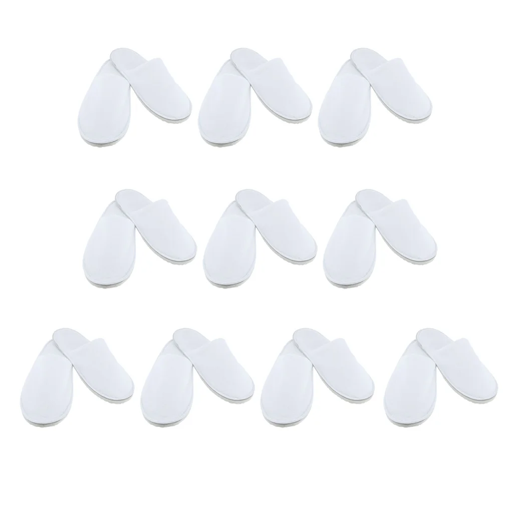10 Pairs Disposable Slippers | One Time Closed Toe Non-Slip |  for Hotel, Spa, Guest, Nail Salon Use | Made From Coral Fleece