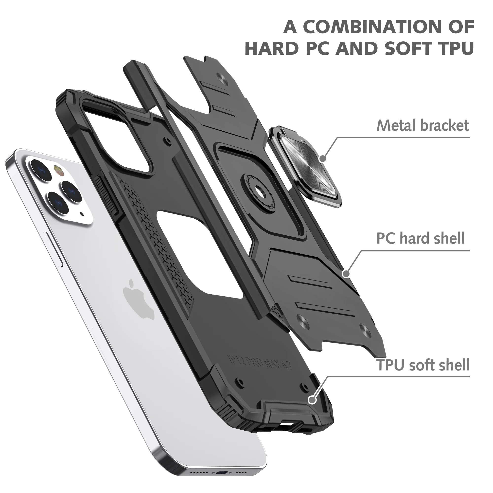 Rugged Heavy Duty Phone Case For Google Pixel Series with Metal Ring Bracket