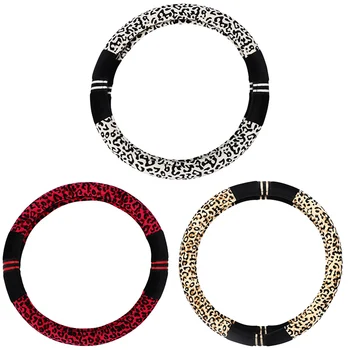 

Luxury Leopard Print Fashionable Plush Car Steering Wheel Cover, Universal Fit, Keep Warm for Car SUV
