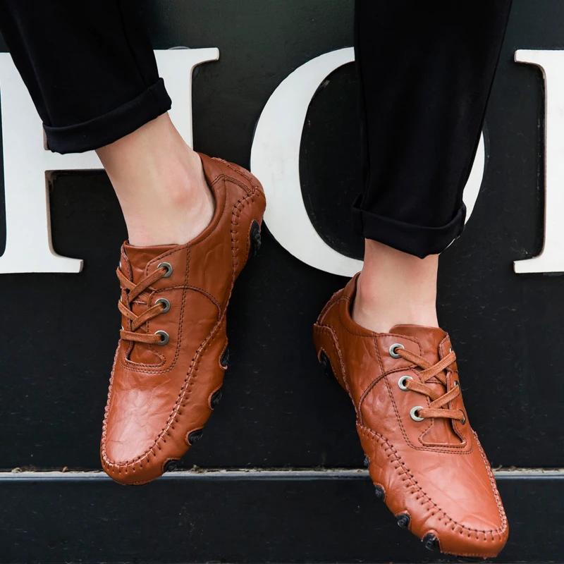 Мужские повседневные лоферы на меху Зимние Мокасины из натуральной кожи в