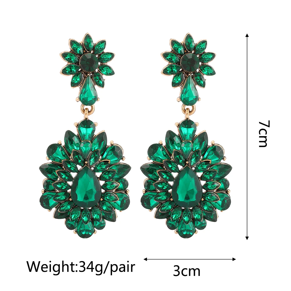 Ztech New Green Series Set Earrings Designer Jewelry Crystal Tassel Za Accessories Handmake Statement Bijoux Pendientes Brincos