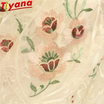 

Luxury Embroidered Lace Tulle for Living Room Pastoral White Sheer Tulle Advanced Quality Beautiful Tulle Customizable WP427#40