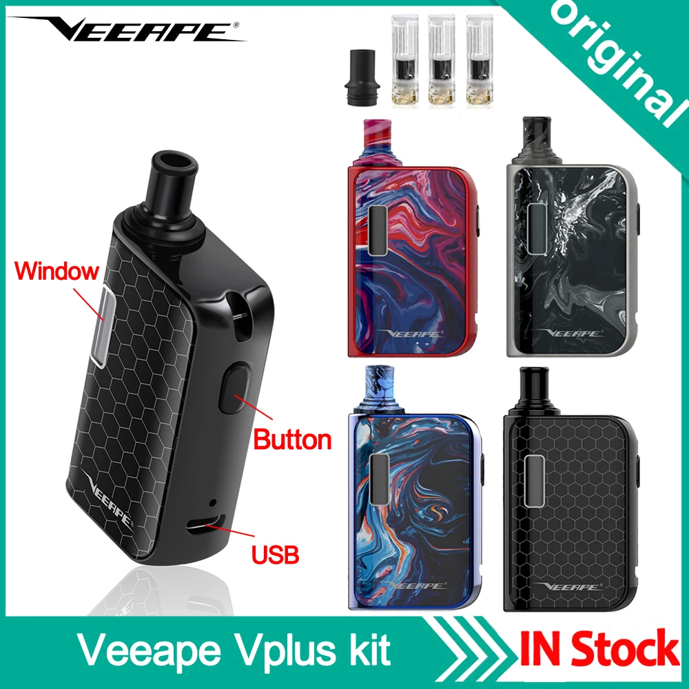 Комплект Veeape Vplus, 650 мА/ч, батарея, видимое окно, испаритель, Vape ручка с 1,2 мл, Pod картридж, Vape комплект VS Ploomtech Plus