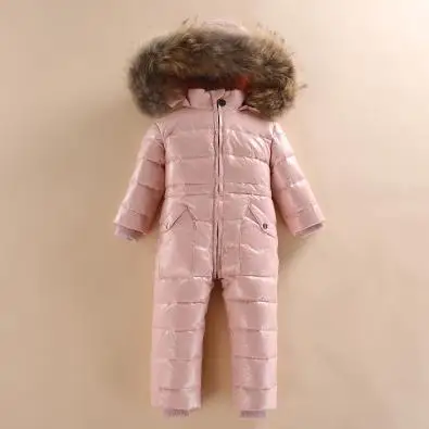Русский зимний комбинезон; Новинка года; куртка для малышей; уличная одежда для младенцев на утином пуху; куртка для девочек и мальчиков; Детский комбинезон; размеры до 30 - Цвет: pink