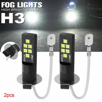 

2pcs LED Fog Light Bulb Lights H3 SMD 3030 Universal Fog Light High Bright LED Bulb DC12V Wholesale Quick delivery Dropshipping
