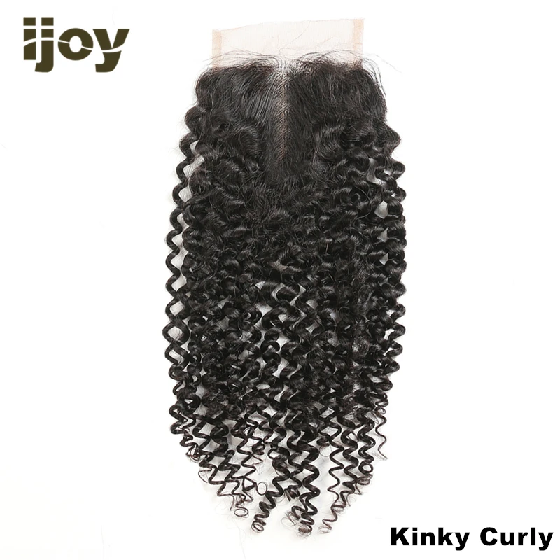 Kinky Curly Kinky Curly Hair Closure человеческие волосы для наращивания 4x4 закрытие шнурка натуральный цвет "-20" бразильский кудрявый закрытие Non-Remy IJOY - Цвет: Kinky Curly