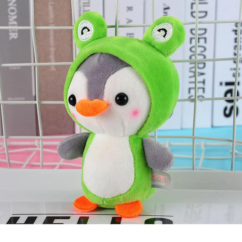 Korean Fashion Morph Penguins Plush Keychain Toys Sharks Frogs Unicorn Bees Penguin Peluche Dolls Key Bag Pendants 10pcs 12cm (1)