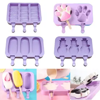 

Non-toxic Reusable 2/3-Cell Silicone Cartoon Rabbit Paw Ice Cream Mold Tray DIY Maker Tool Cartoon shape