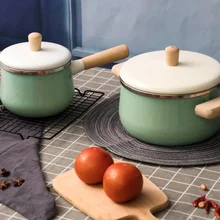 Эмалированная Бытовая сусуповая кастрюля кухонная посуда детская антипригарная индукционная плита газовая плита Применимая кухонная посуда двойная ручка LA134