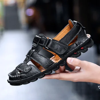 

Fashion Summer Men Shoes Genuine Leather Beach Lightweight Man Sandals Leather Casual Outdoor Soft Men's Slipper Big Size 48