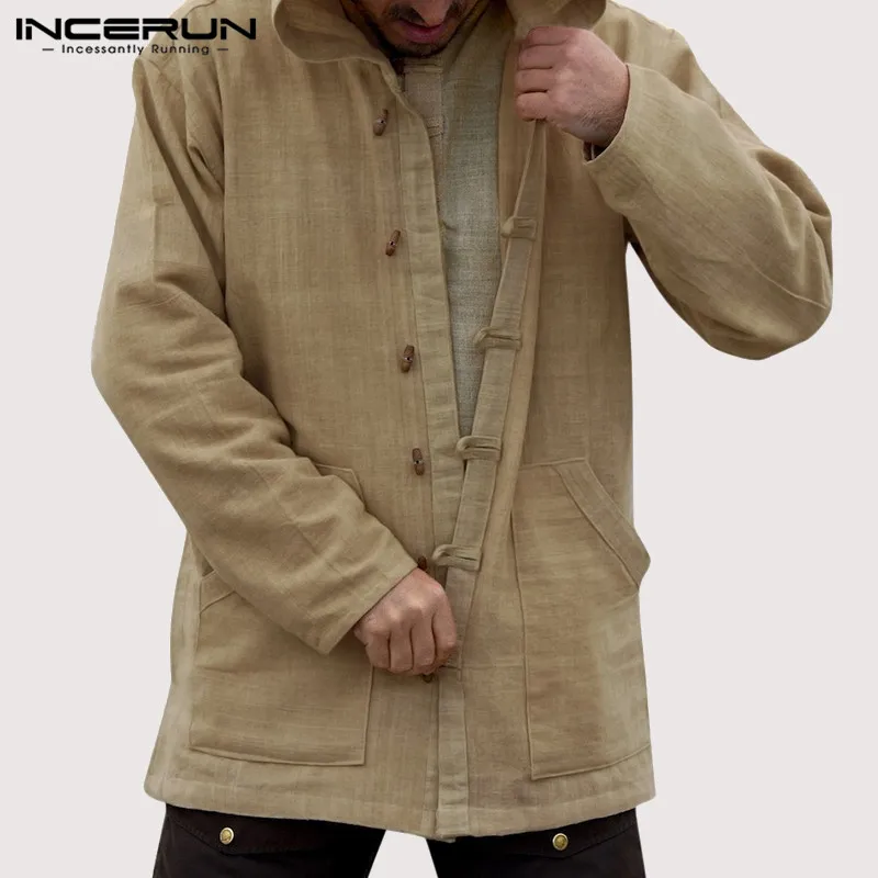 INCERUN Men Vintage Cotton Hoodies Hooded Pockets Button Casual Outerwear Long Sleeve Men Sweatshirts Streetwear S-5XL 2020 INCERUN Men Vintage Cotton Hoodies Hooded Pockets Button Casual Outerwear Long Sleeve Men Sweatshirts Streetwear S-5XL 2020