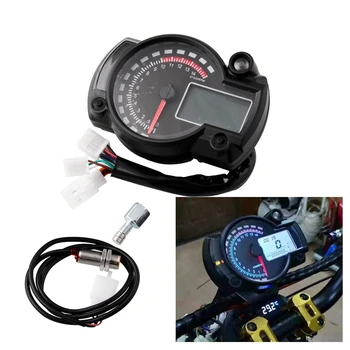 

Motorcycle Digital Light LCD Speedometer Odometer Tachometer with Speed Sensor 7 Color Display Oil Level Meter Universal 15000Rp